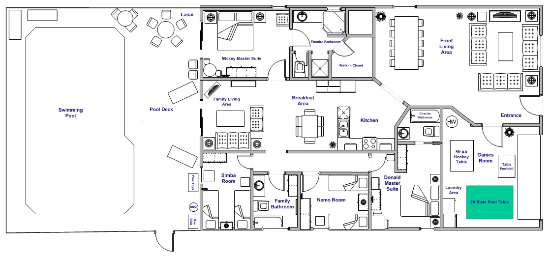 Floor Plan Villa Southern Dunes Golf Disney Vacation Villa In